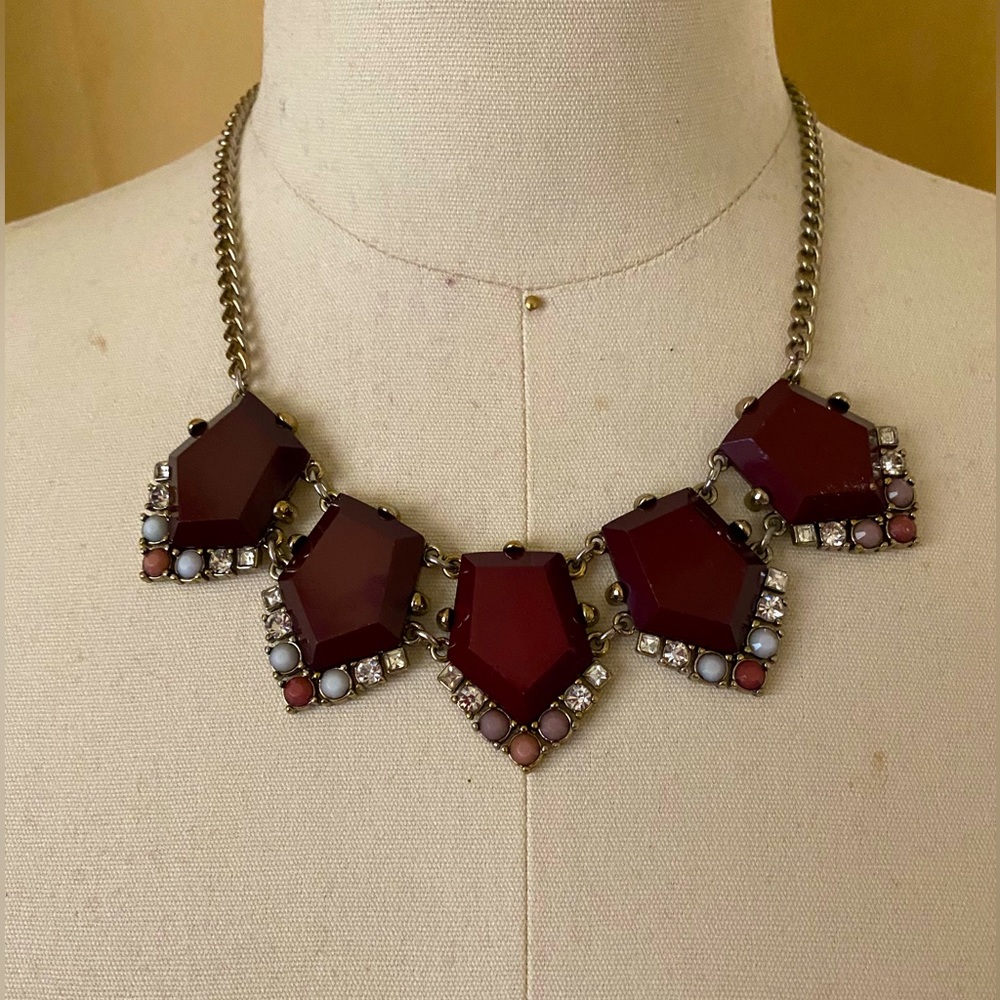 Maroon Loft Statement Necklace Beaded